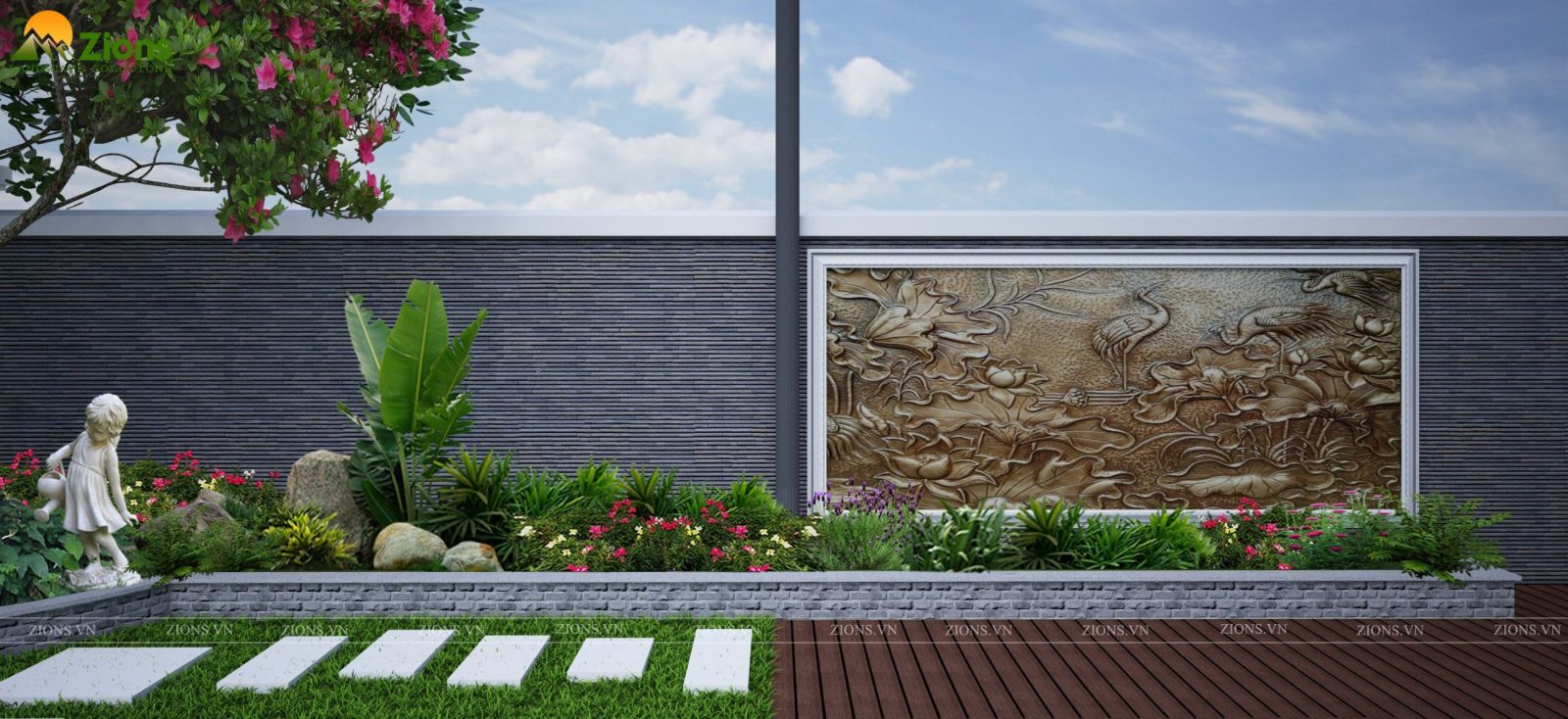 Thiết kế thi công sân vườn biệt thự Vinhomes Green Bay - Zion's